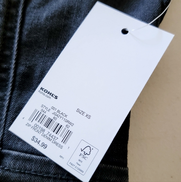 Black Denim Zip Front Mini Dress XS - Picture 9 of 9